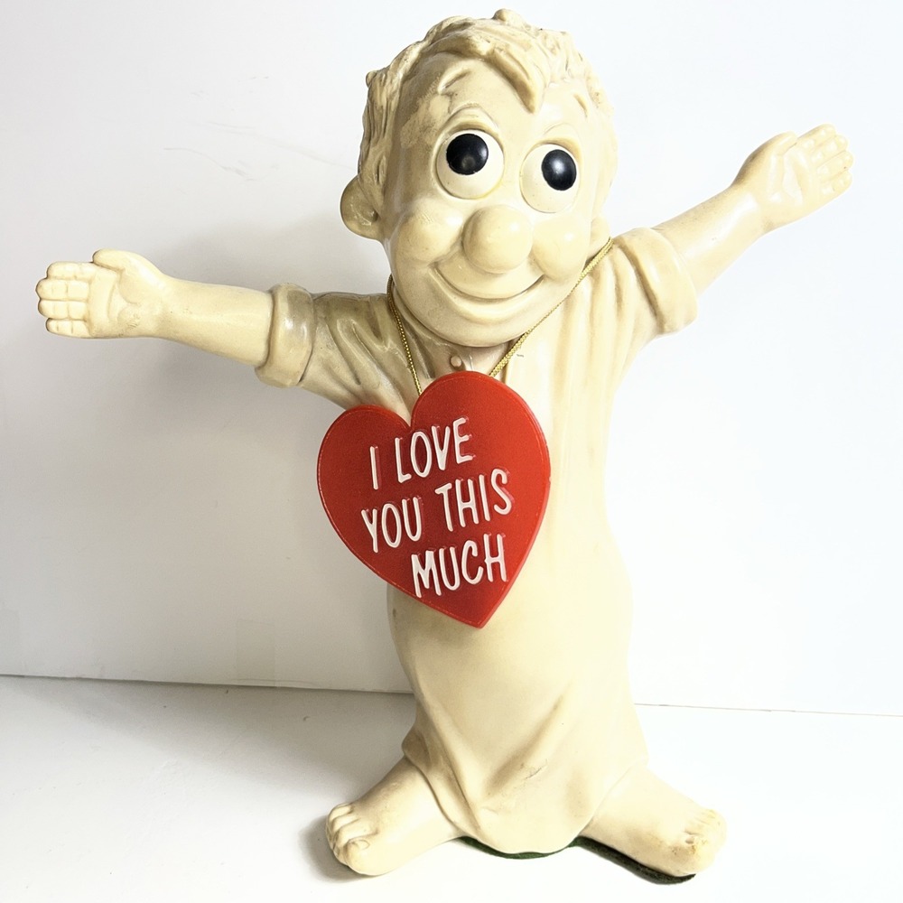 Vtg 70's Russ Berrie I Love You This Much Figurine Big Eyes Kitsch Retro 11" Tal